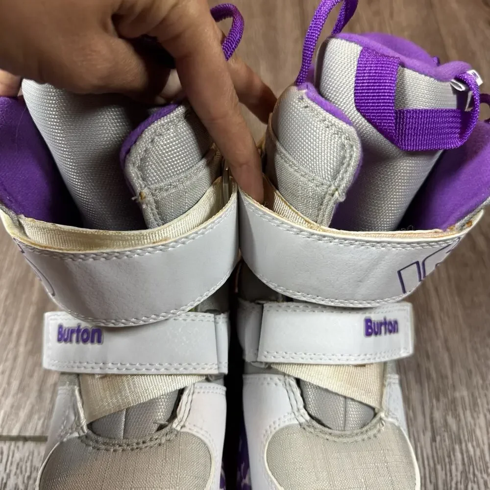 Burton Kids' Mini Grom Snowboard Ski Boots White Purple US Size 11 C